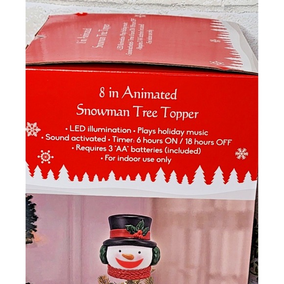 Animated Blow‎ Mold Light Up Snow Man Head Christmas Tree Topper LED 8" NEW - Picture 6 of 7